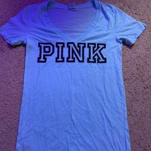 A pink blue v neck tee